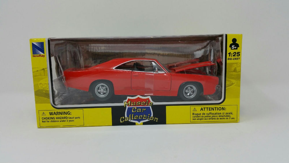 NewRay 1969 Dodge Charger R/T opening hood reveals engine detail for enthusiasts