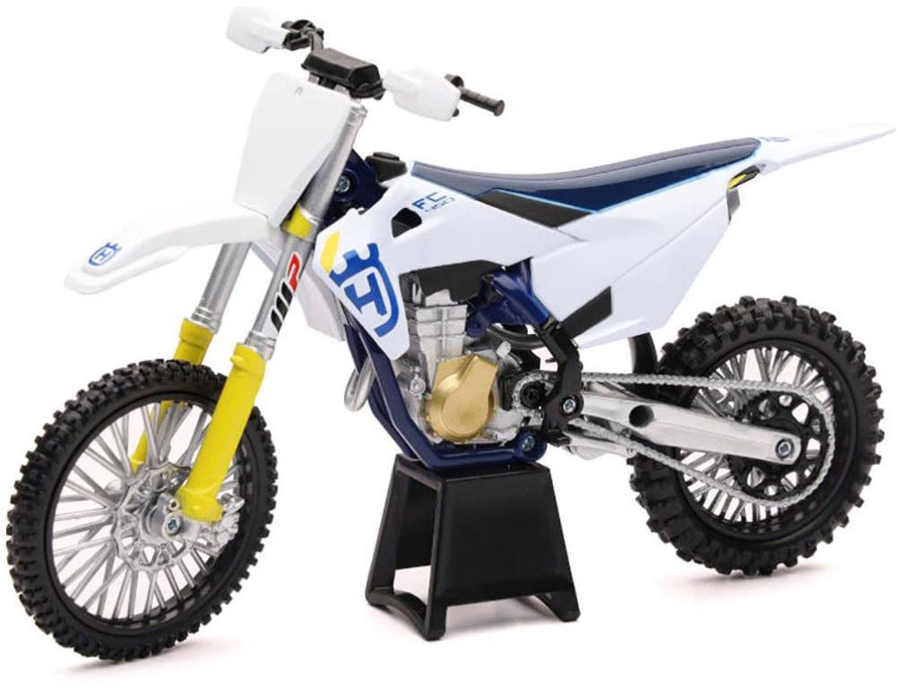 New Ray Husqvarna FC450 1/12 diecast model with white-blue finish for collectors.