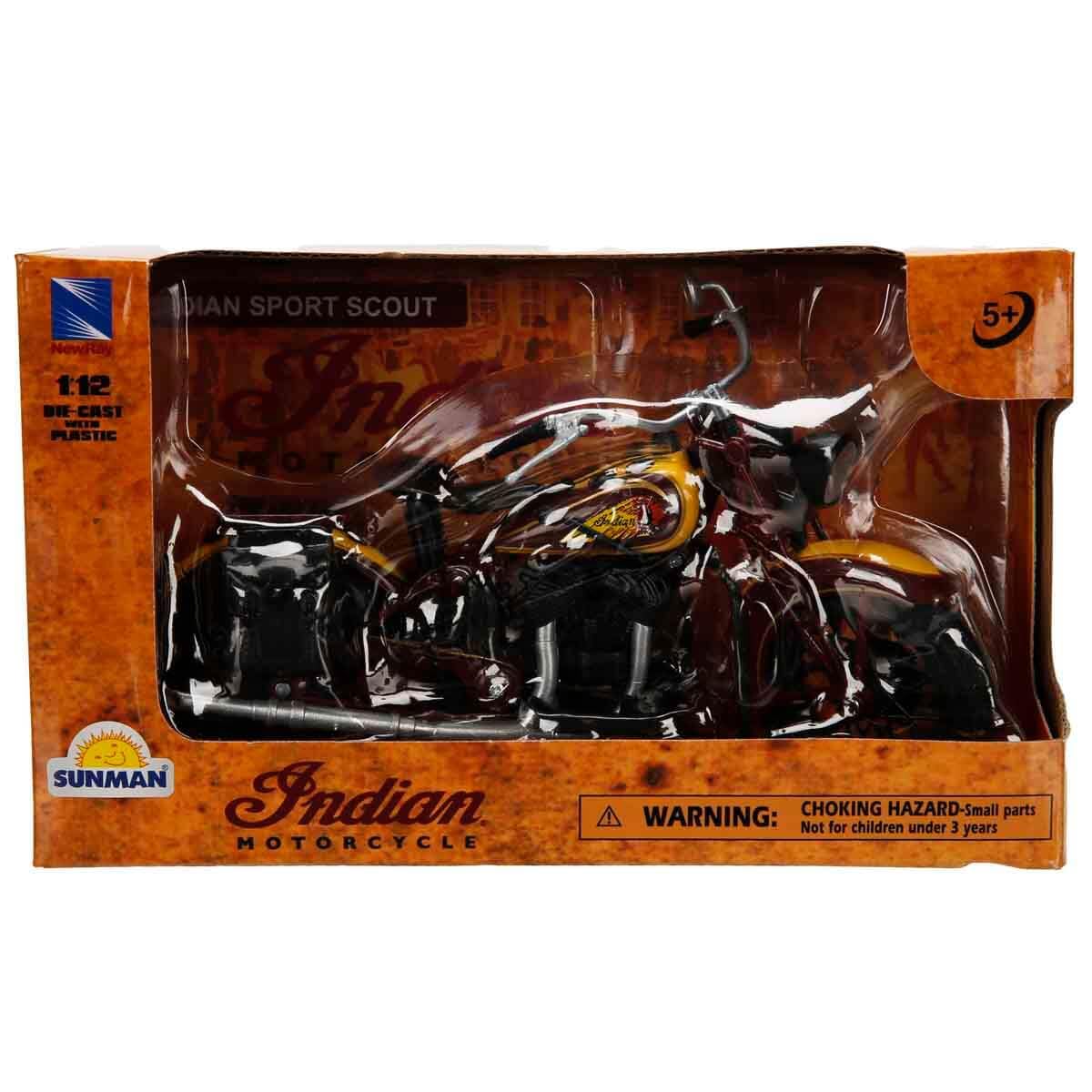 NewRay Indian Sport Scout 1934 brown badge detail licensed die-cast finish