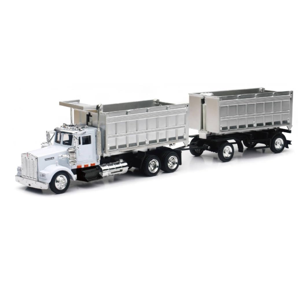NewRay Kenworth W900 double-dump truck with chrome trailer for durable, imaginative play.
