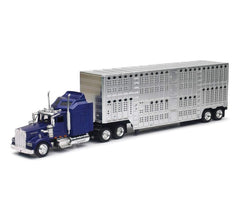 NewRay Kenworth W900 pot belly livestock trailer diecast model for collectible display