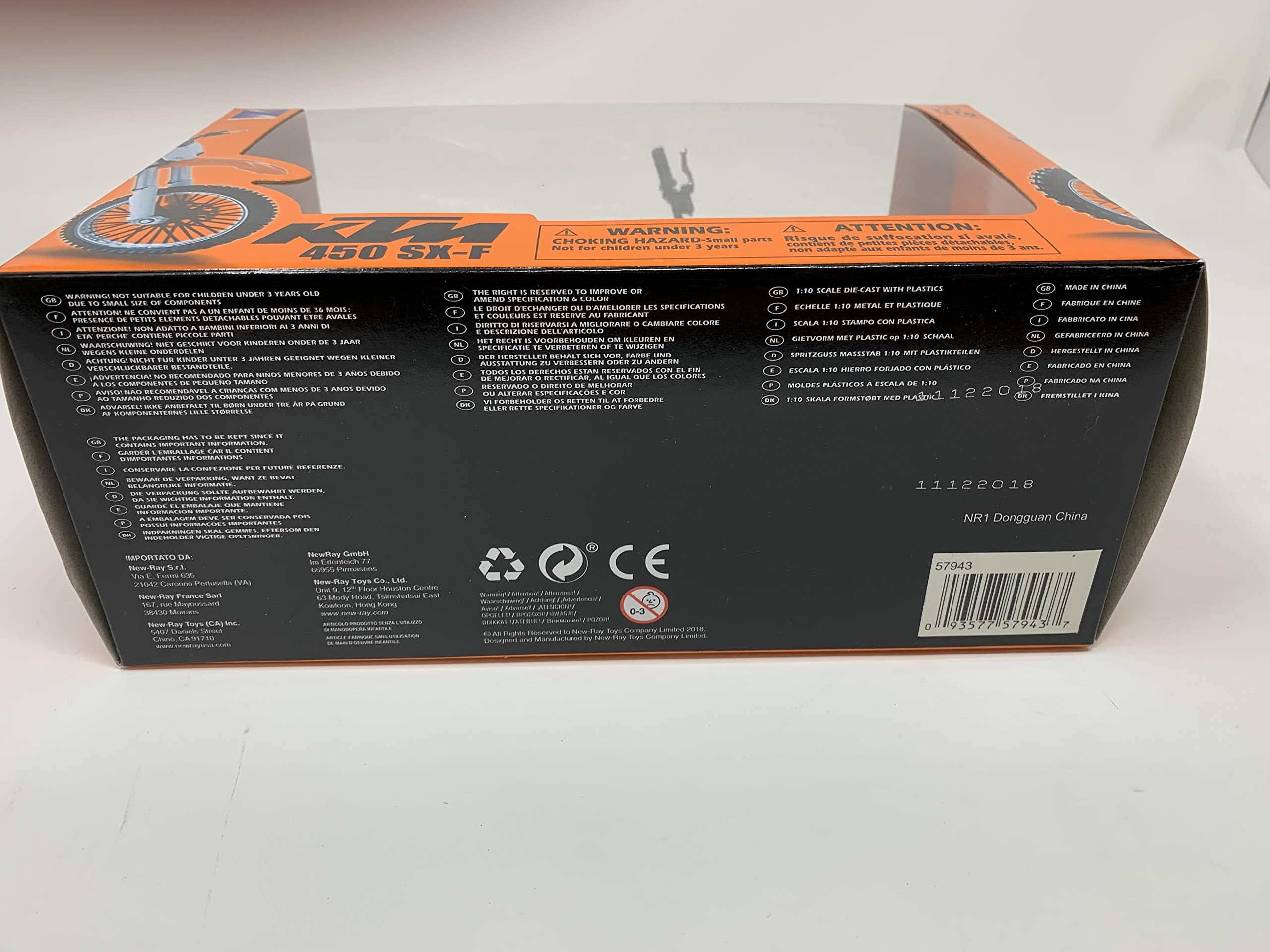 NewRay KTM 450 SXF dirt bike in display packaging ready for collection or gift.