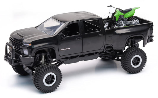 NewRay X-Treme Adventure Chevrolet 3500 HD truck with open doors for easy loading.