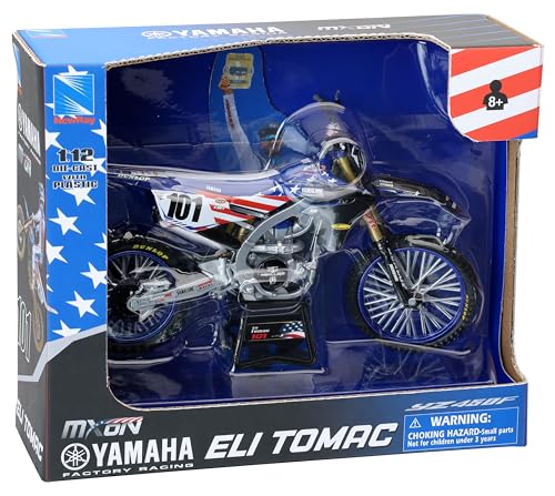 NewRay Yamaha YZ450F Eli Tomac replica 1:12 scale model, ideal for gifts and kids play.