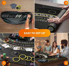 Newverest blackjack mat includes coasters to protect surfaces during rounds.