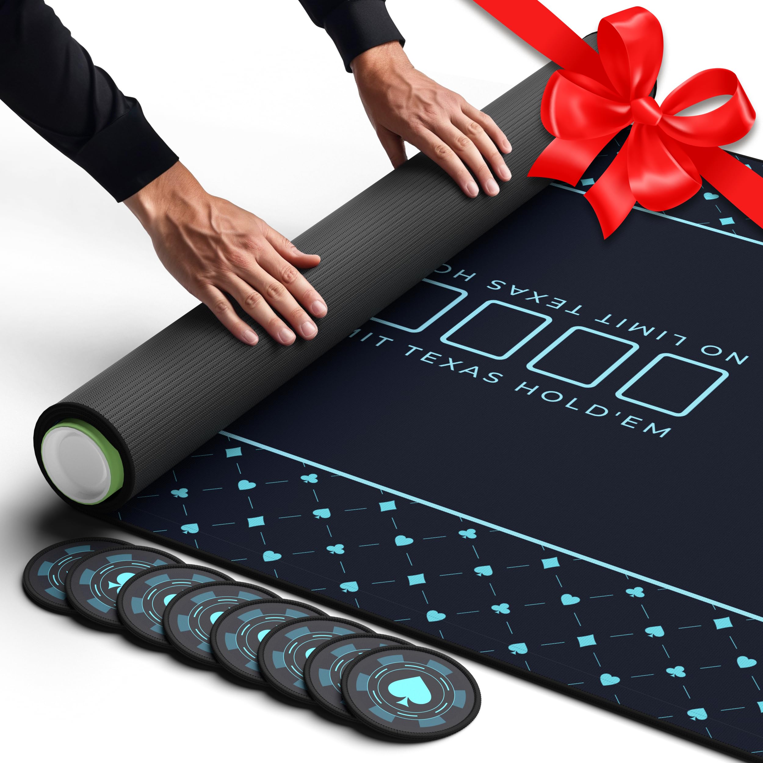 Newverest poker table top royal blue, 70x35 inches, for up to 10 players.