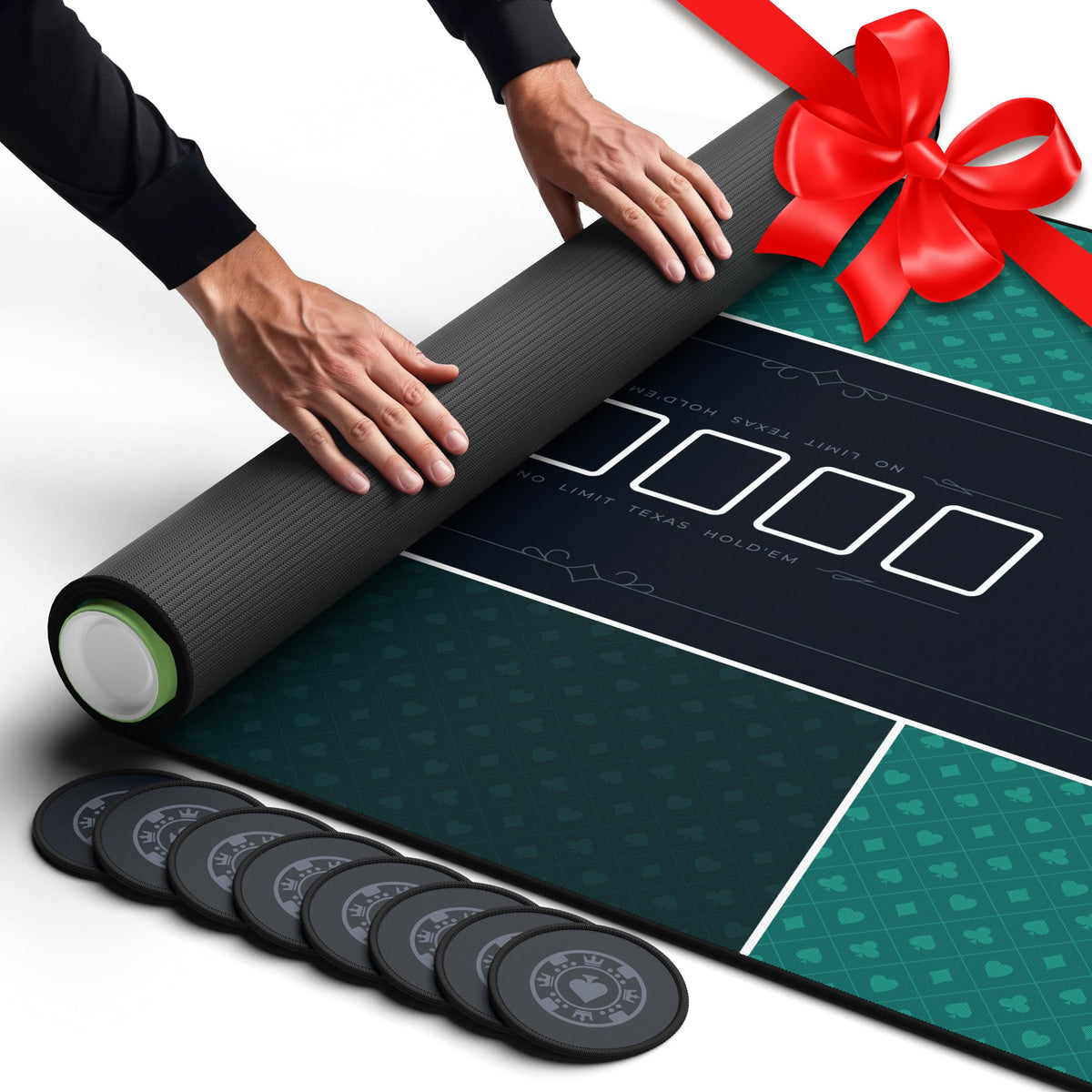 Newverest poker table top laid out for a 70x35 inch home game, up to 10 players