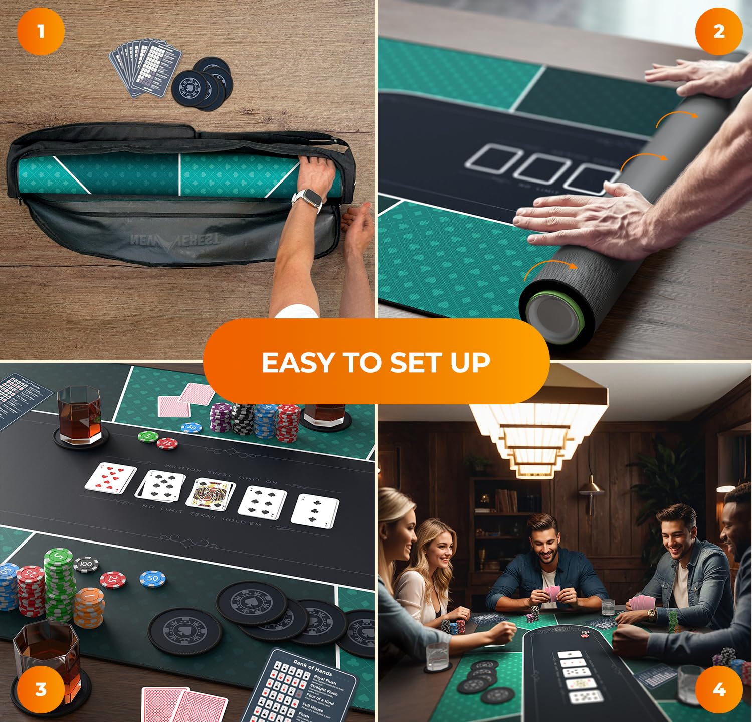Newverest poker table top easy-clean durable surface for everyday use