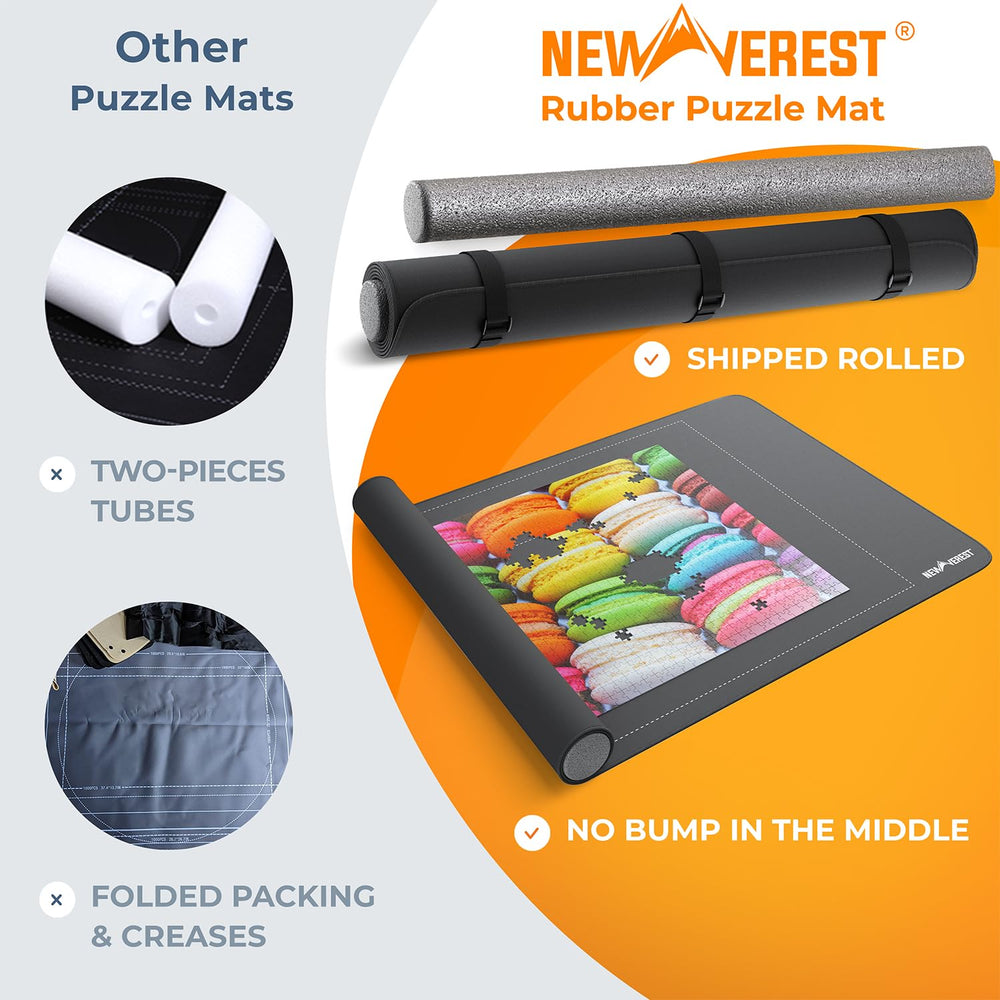 Newverest puzzle mat roll-up foam tubes with straps enable easy relocation.