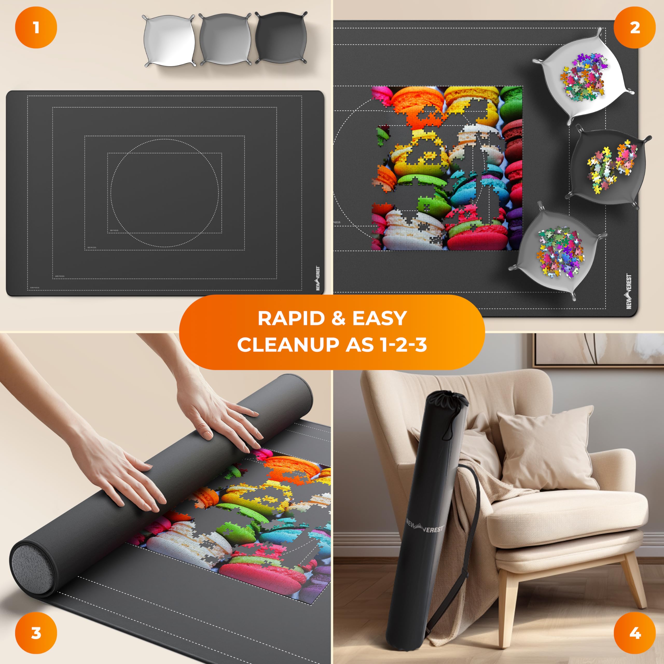 Newverest puzzle mat 55 x 35.5 inch supports up to 3000-piece layouts.
