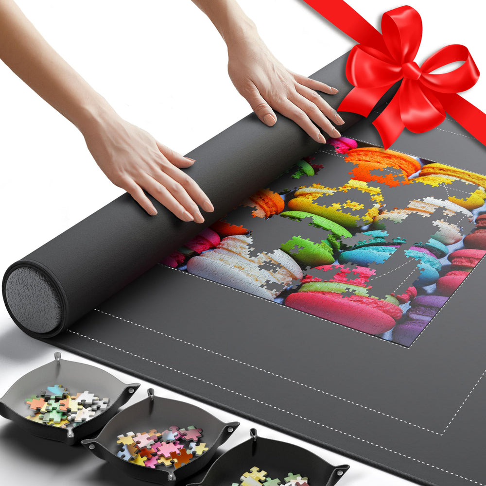 Newverest puzzle mat rollup non-slip bottom keeps pieces in place while you work.