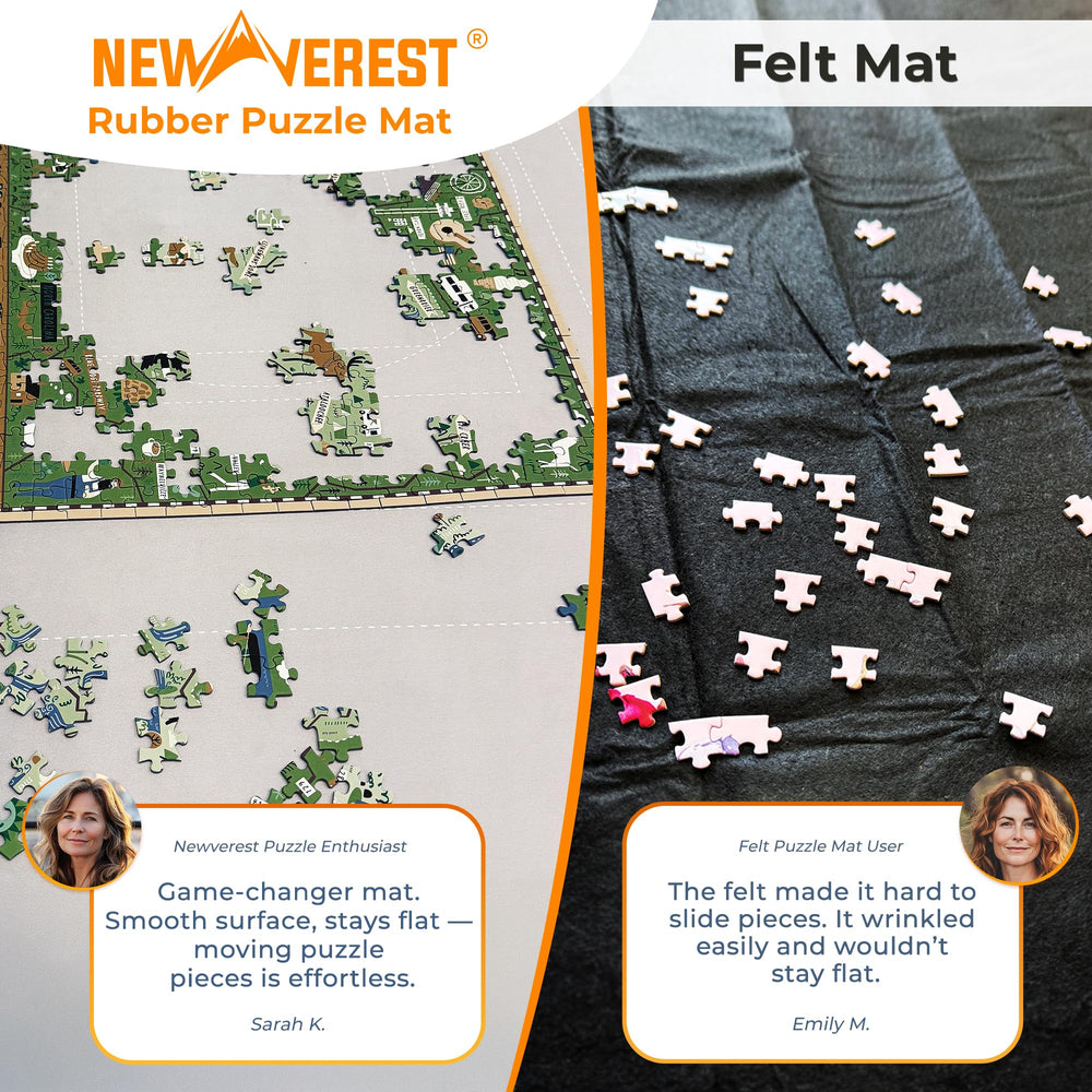 Newverest smooth polyester top eases piece maneuvering and placement.