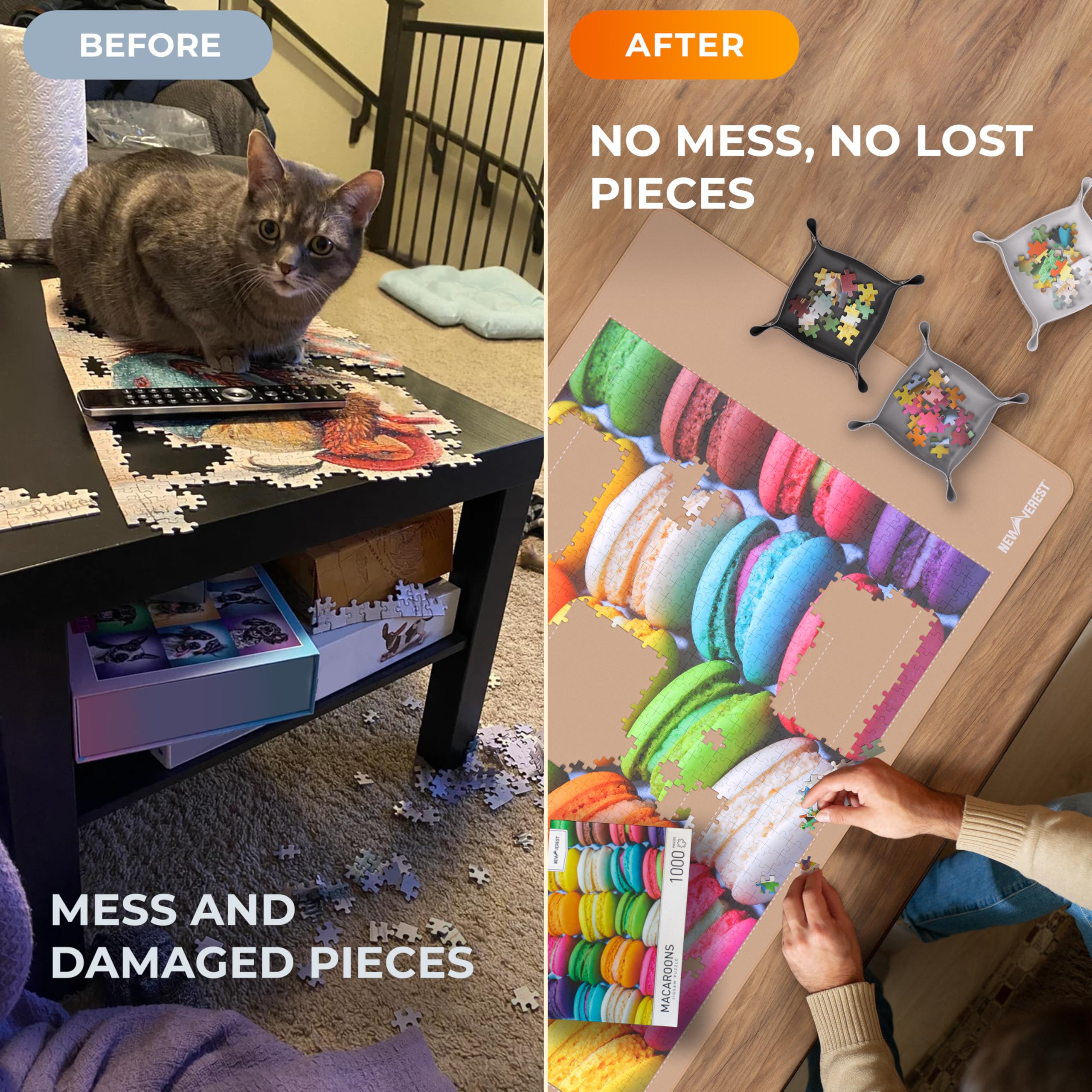 Newverest three sorting trays help organize puzzle pieces without distraction.