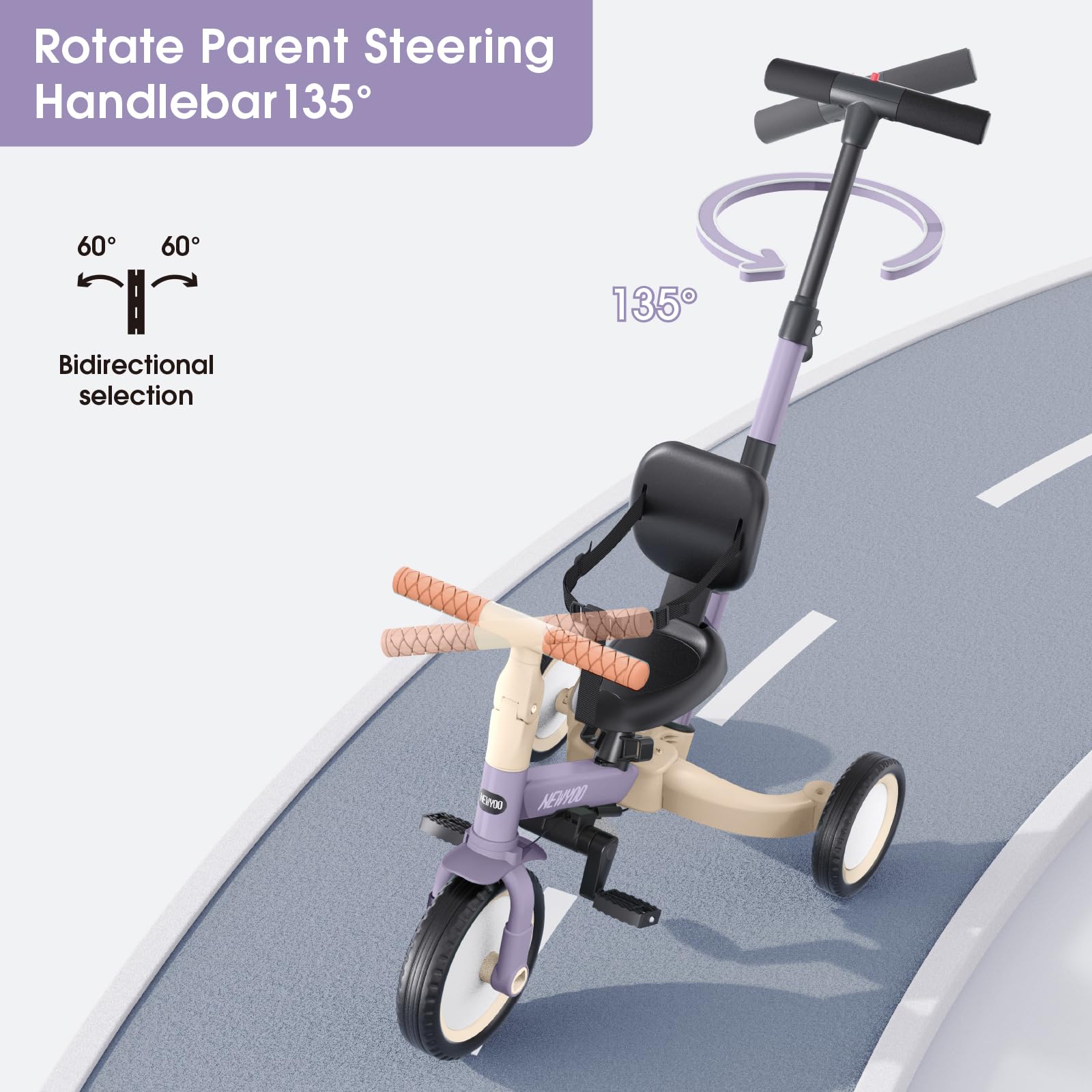 newyoo toddler bike with adjustable seat and handlebar for growing riders.
