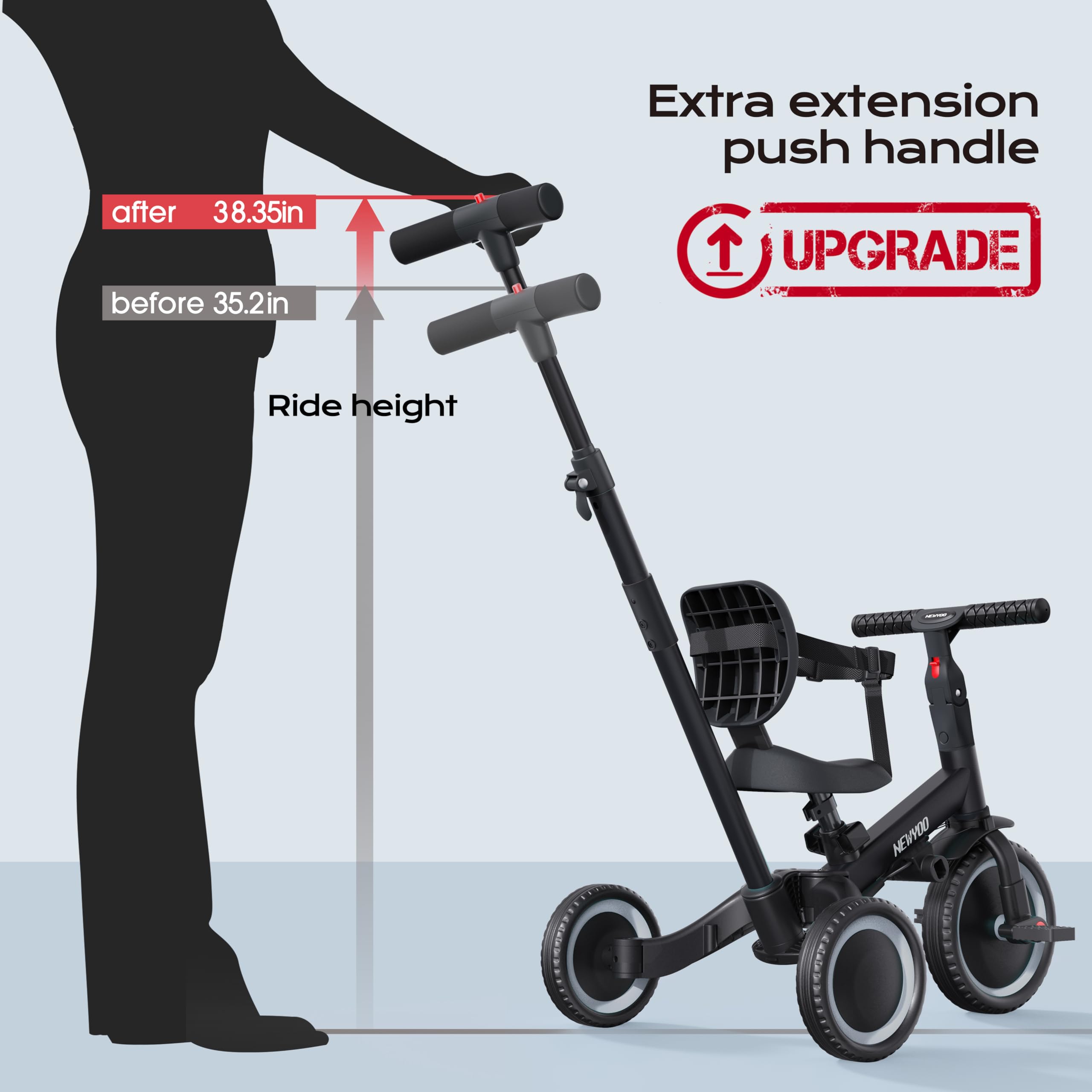 newyoo Toddler Bike detachable backrest grows with your child