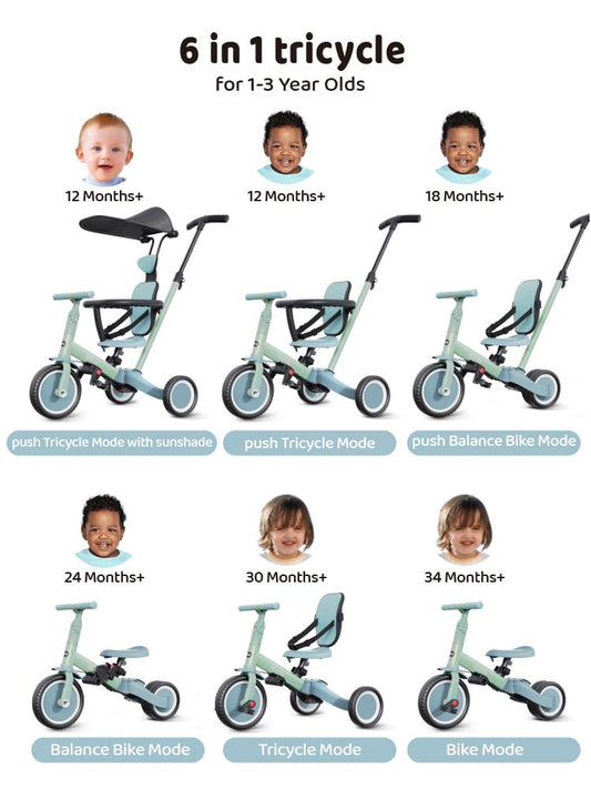 Newyoo toddler bike with 135-degree rotating push handle for easy steering.