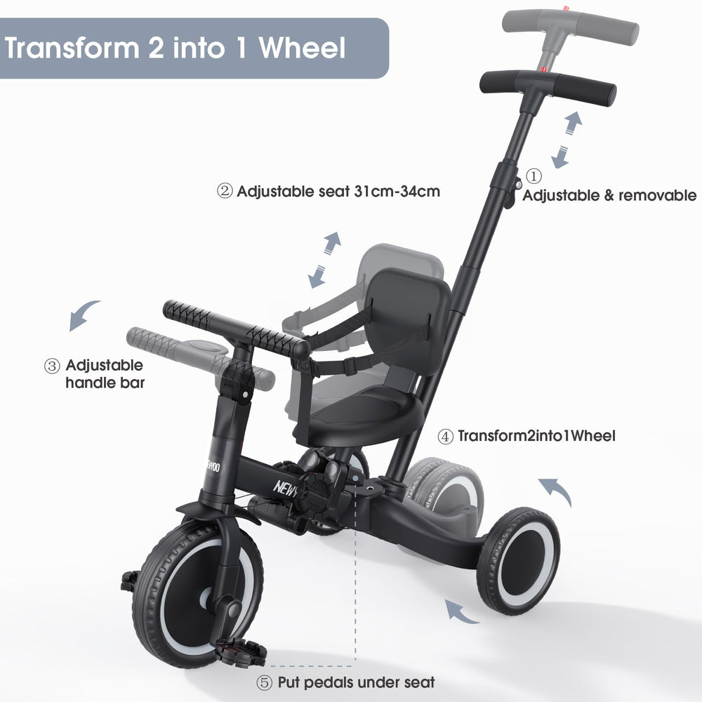 newyoo Toddler Bike's sturdy frame supports active play safely