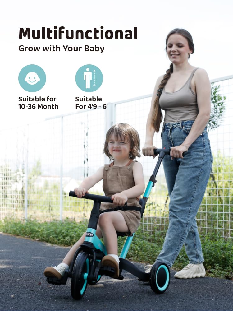 Newyoo tricycle rotating steering handle for parent control.
