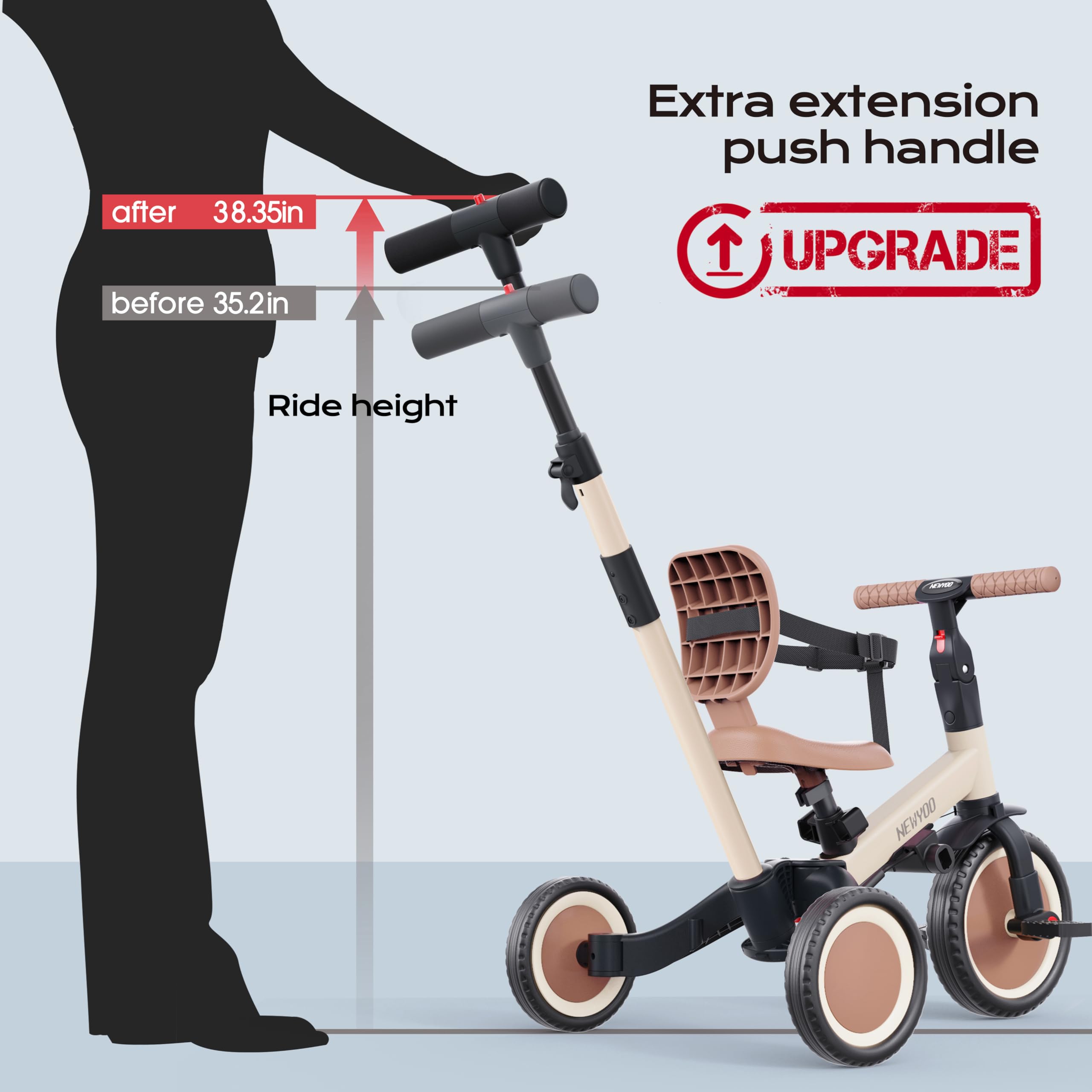 Newyoo TR007 pedals detail enabling smooth mode transitions.