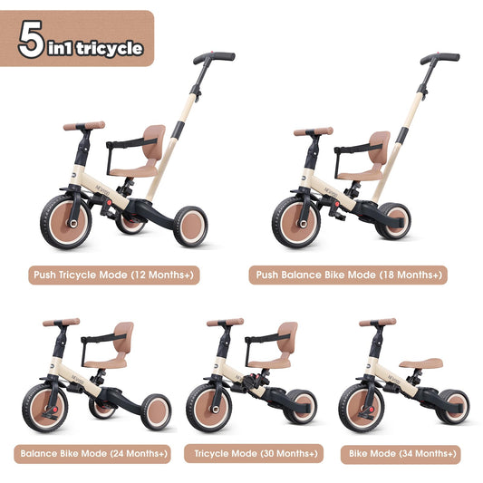 Newyoo TR007 side view showing adjustable push handle for parent-guided practice.