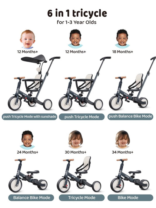 Newyoo tricycle 6-in-1 transition showcases growth from push to bike mode