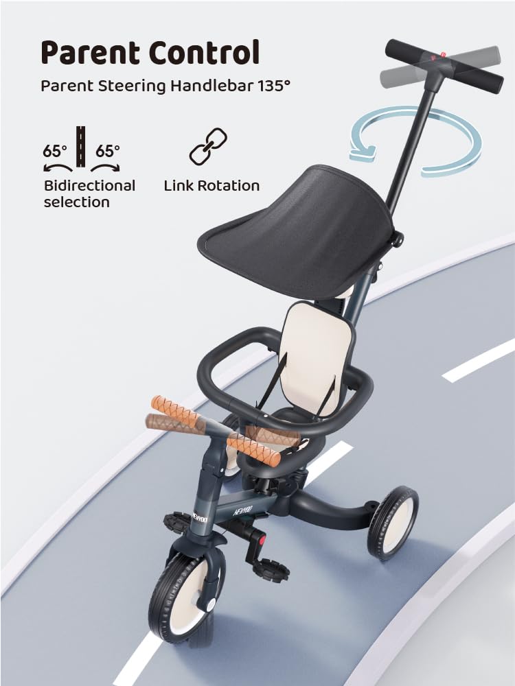 Newyoo tricycle suitable for ages 1-3 supports longer playtime and exploration