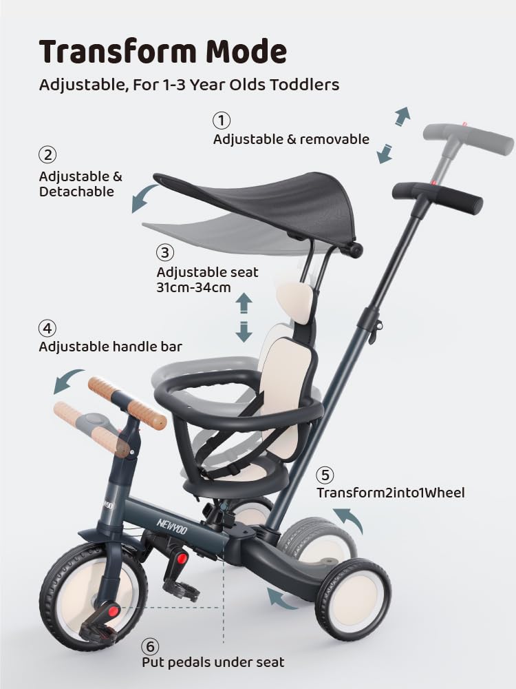 Newyoo tricycle carbon steel frame delivers durable outdoor performance