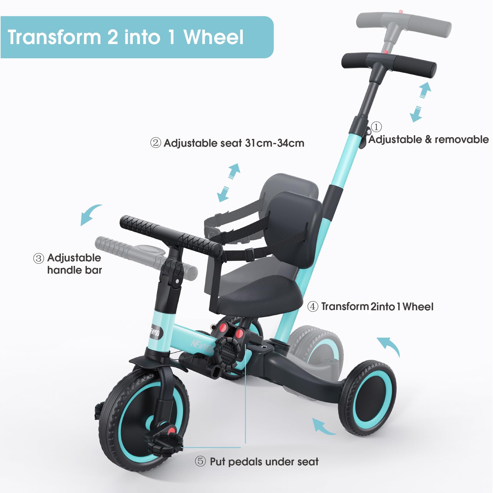 newyoo tricycle carbon steel frame for durable daily use