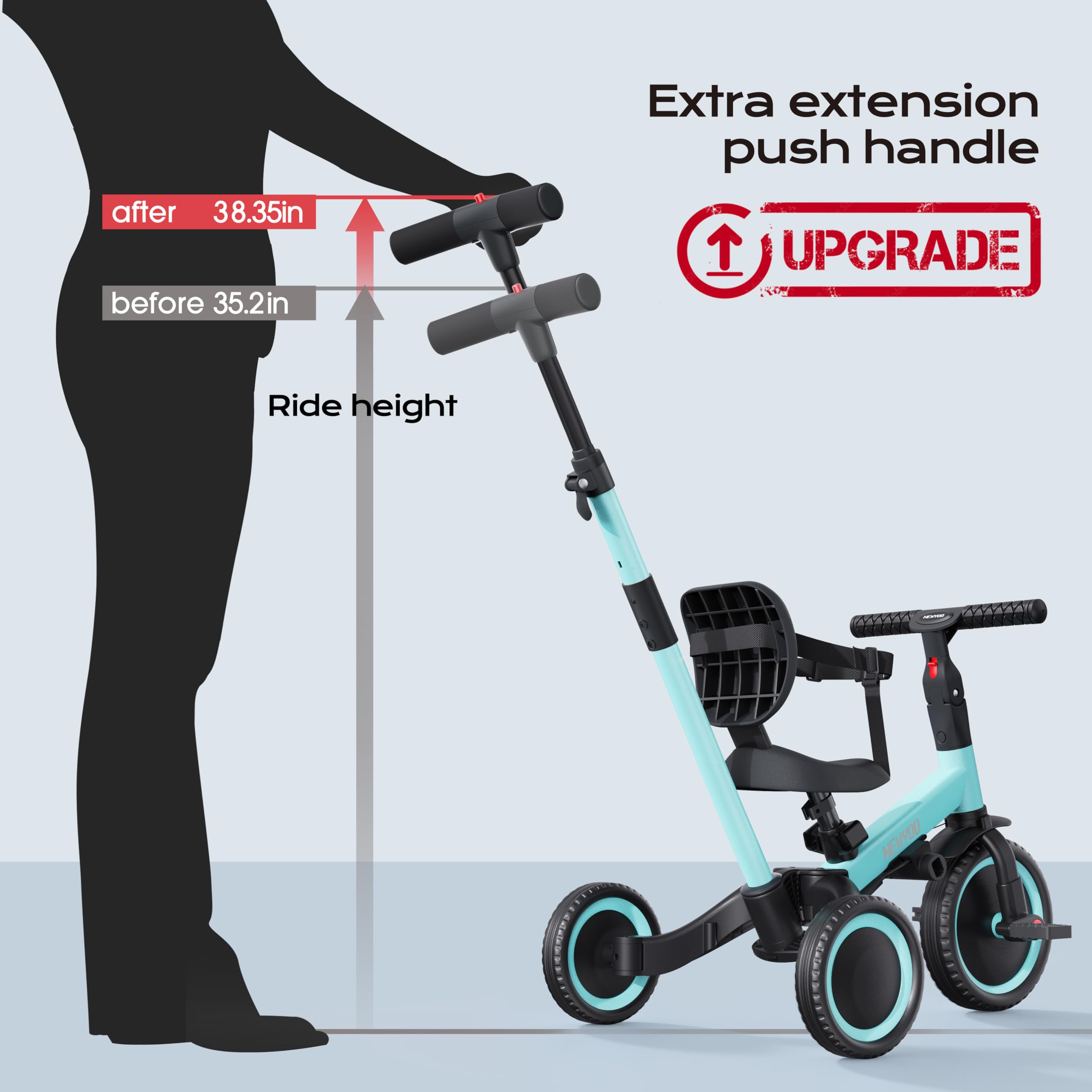 newyoo tricycle EVA wheels delivering a smooth ride