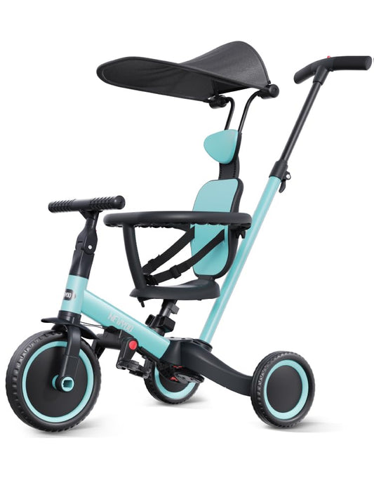 Newyoo tricycle front view with canopy for sunny outdoor play