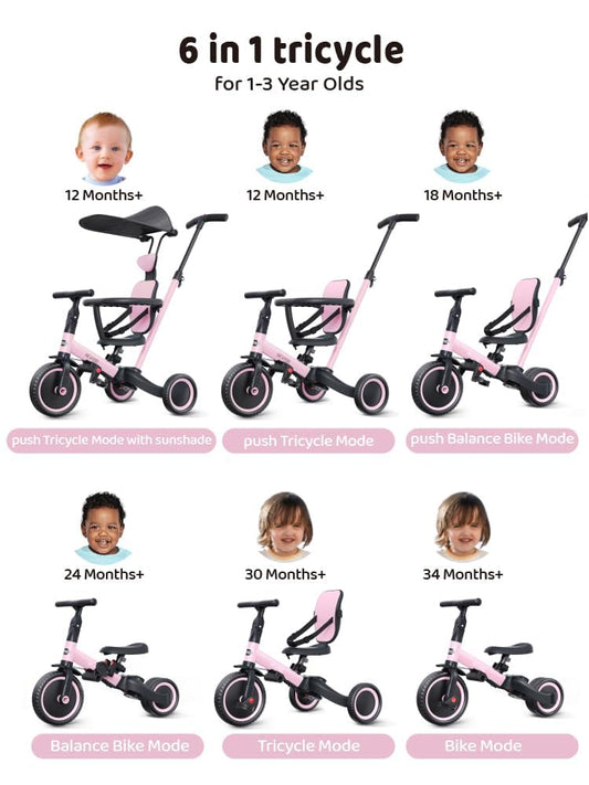 newyoo tricycle pink side view showing adjustable features for comfort