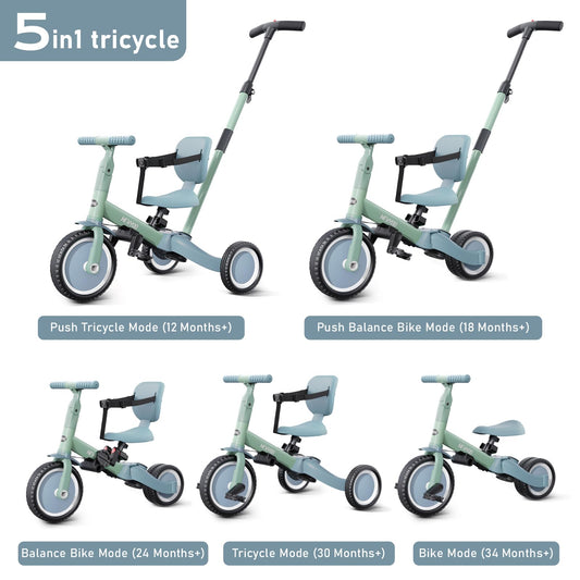 newyoo tricycle with push handle side angle for parental guidance.