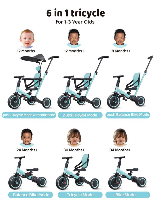 Newyoo tricycle side view shows versatile modes for growing toddlers