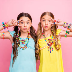 NEXBOX Jewelry making DIY play scene where kids craft wearable art.