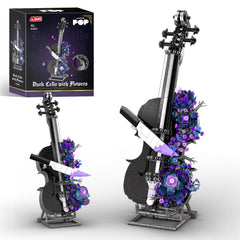 NexBrixxi cello building set with gothic flowers and knife motif for dramatic display.