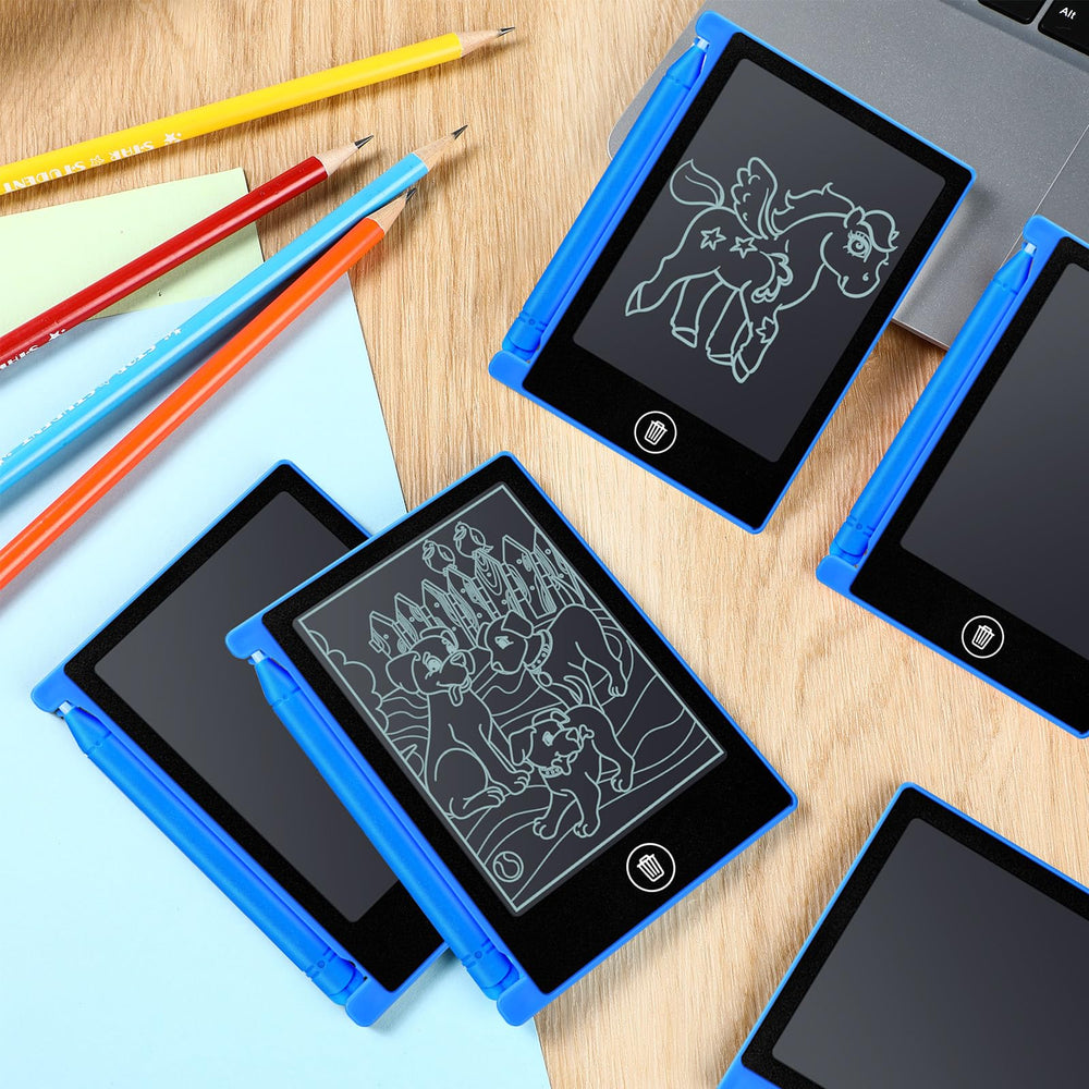 Nezyo blue doodle board supports quiet, screen-free drawing any time.