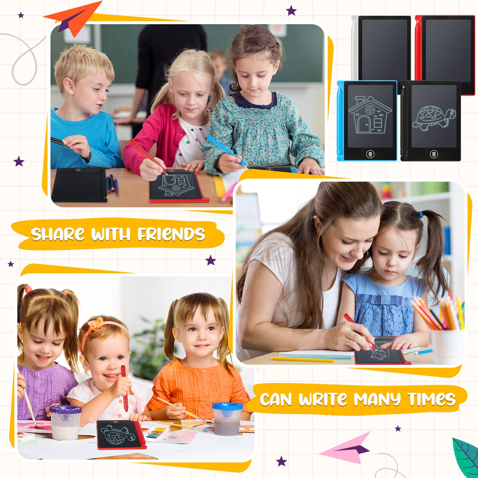Nezyo colorful LCD drawing pad supports kids' creativity and mess-free doodling.
