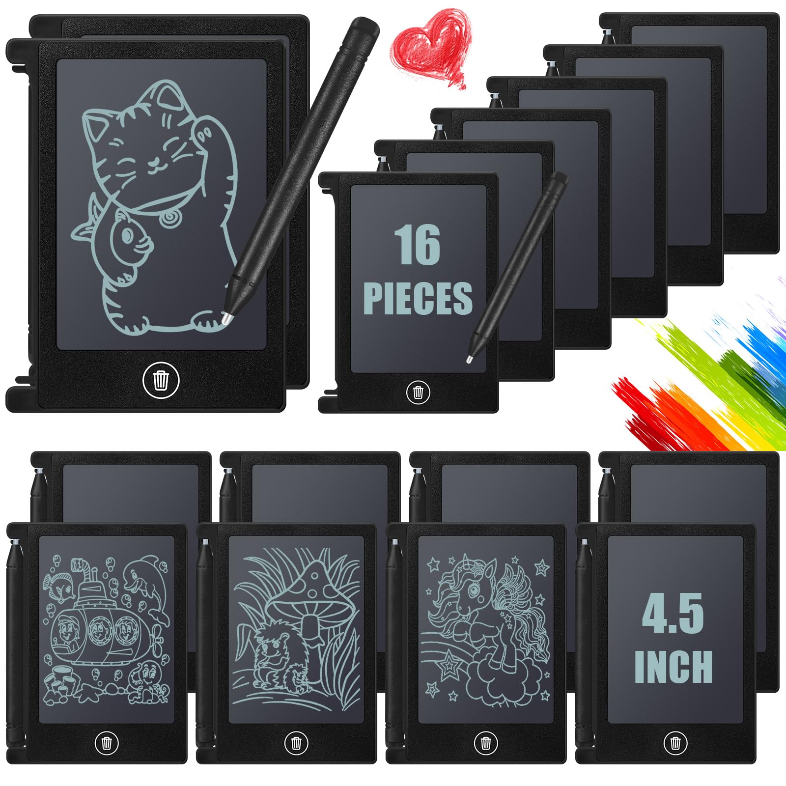 Nezyo mini LCD writing tablet 4.5-inch black front view for portable drawing.