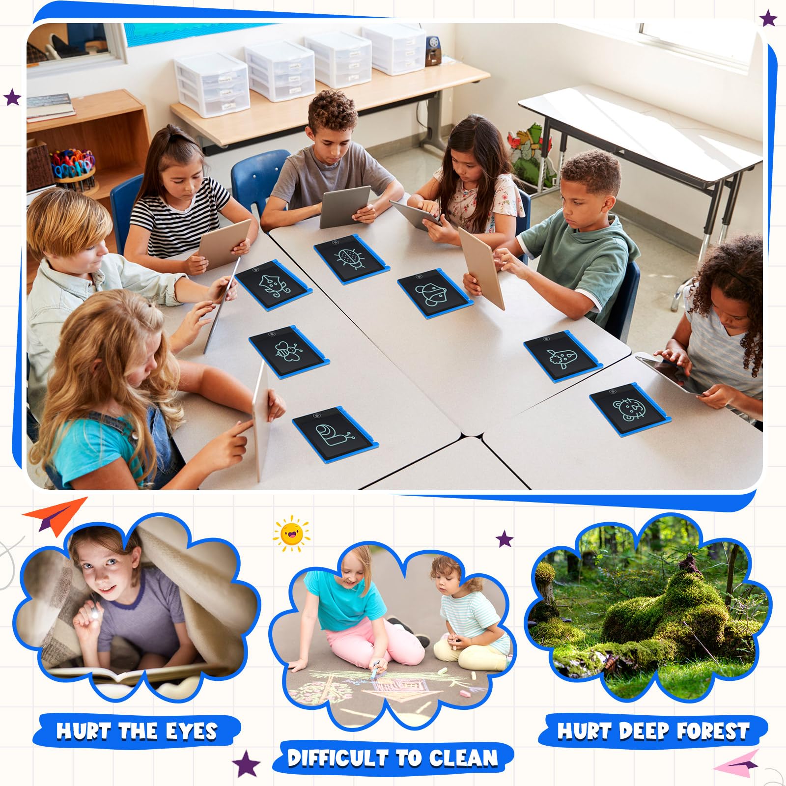 Nezyo reusable erasing doodle board supports countless creative sessions.