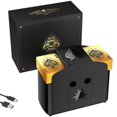 Ni-SHEN card shuffler front view in sleek black finish for quiet, efficient play.