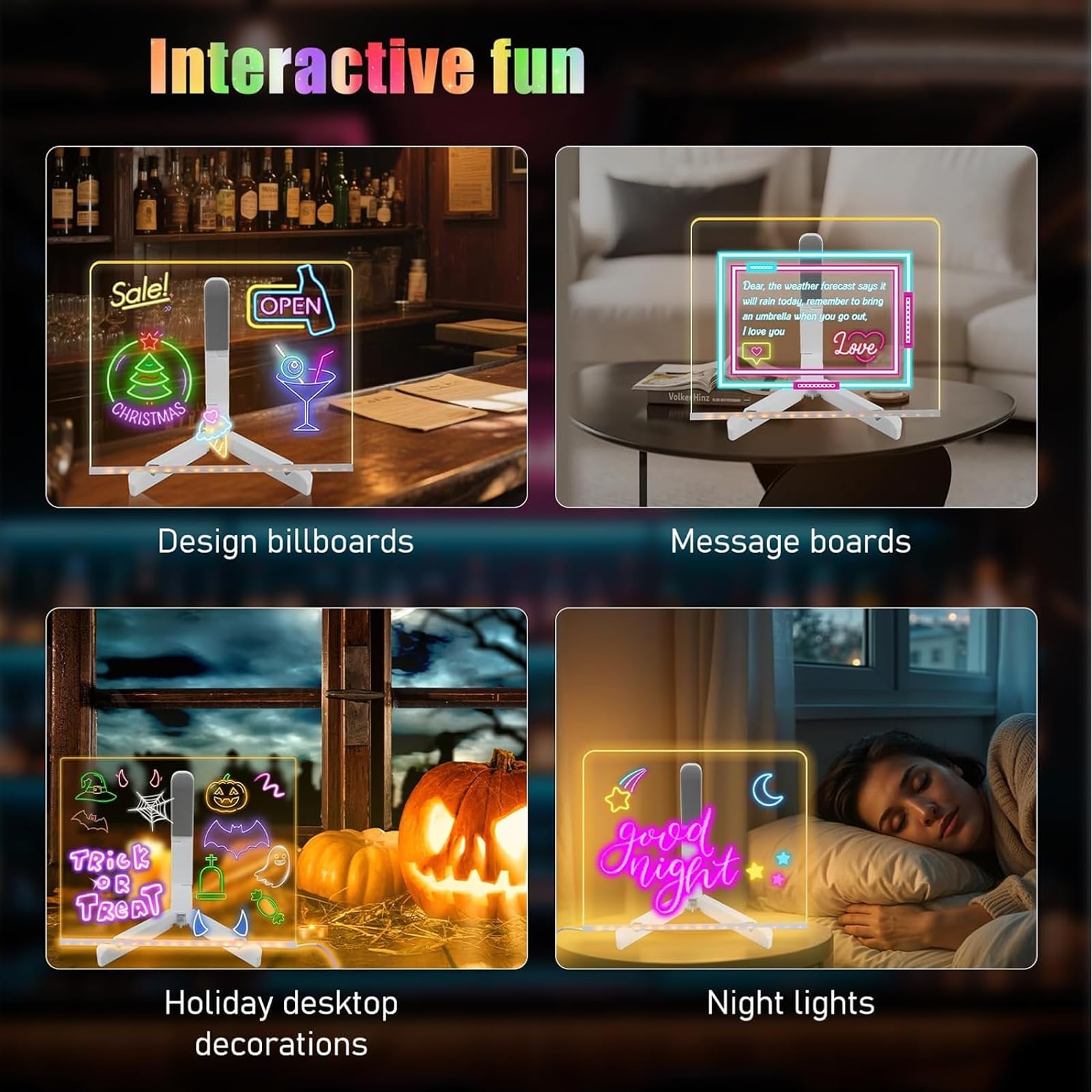 Niaoyun LED Note Board stand with tripod, stable writing angle.
