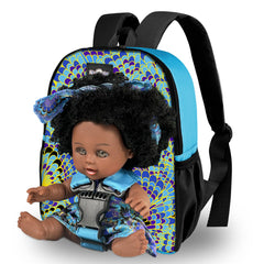 Nice2you black baby doll with backpack carrier enables portable playtime.