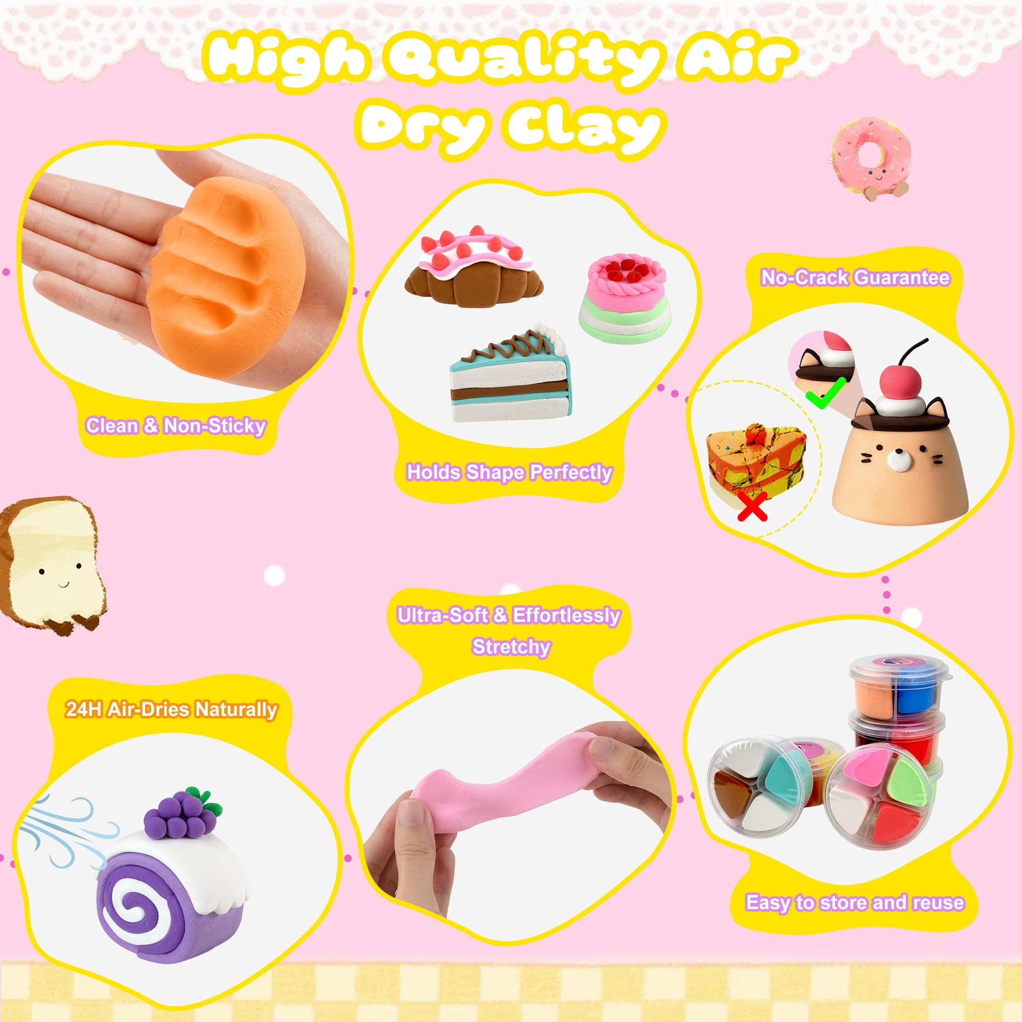 Nicella air dry clay pieces cure in 24 hours odorless