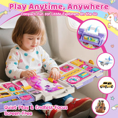 Nicella Busy Board fridge light highlights interactive play during meals.