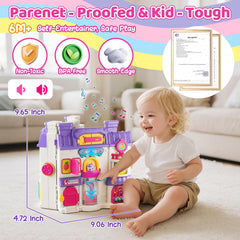 Nicella Busy Board microwave fosters pretend cooking and fine motor actions.
