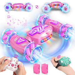 Nicella Gesture Sensing RC Stunt Car front view with vivid LEDs for immersive play.