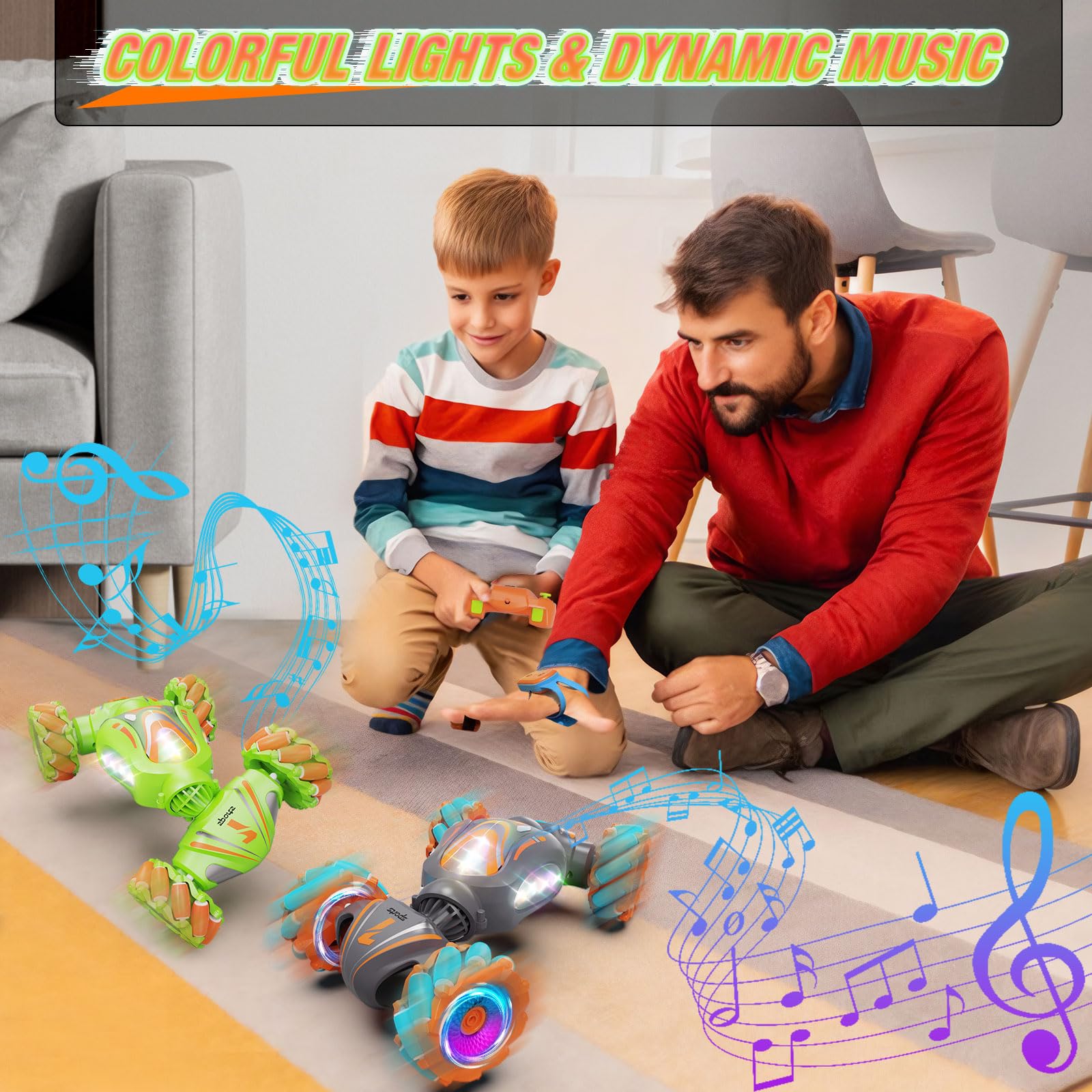 Nicella Stunt Car transparent body glows for thrilling night racing