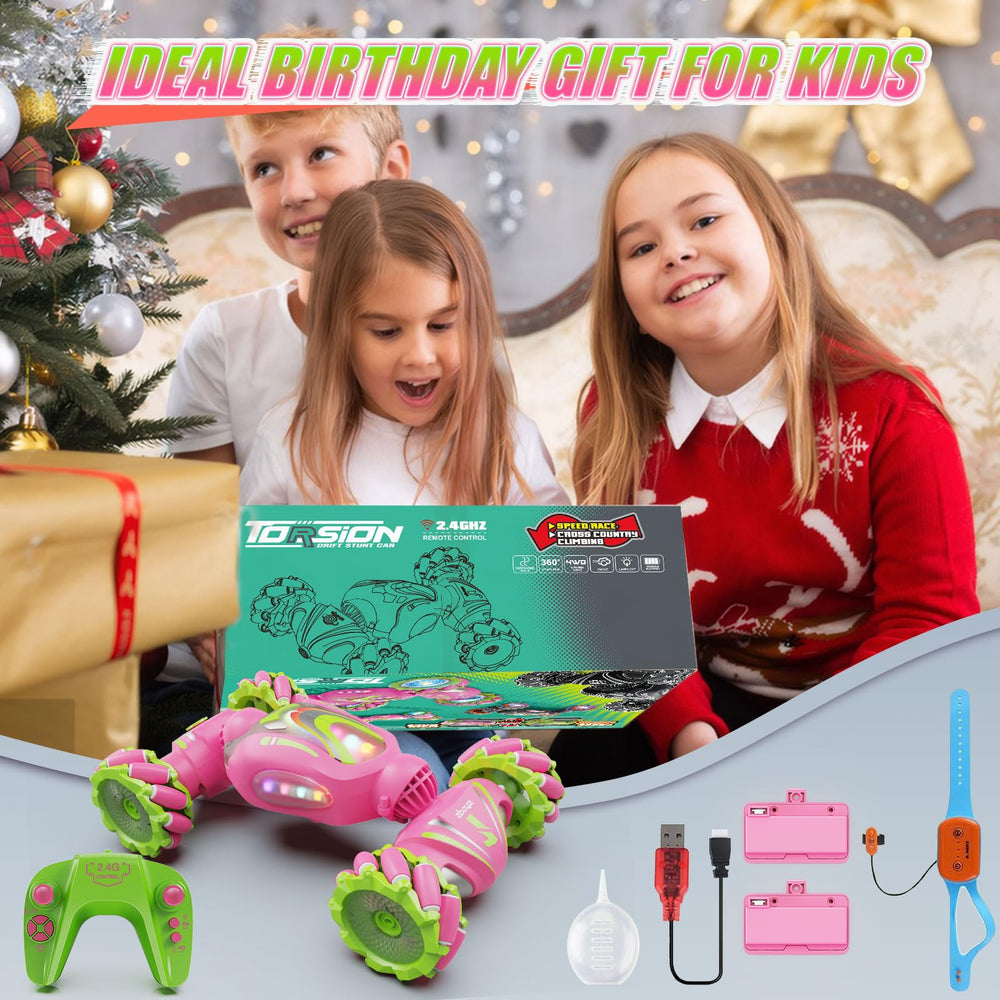 Nicella gift-ready box includes car, controller, watch, batteries, and USB
