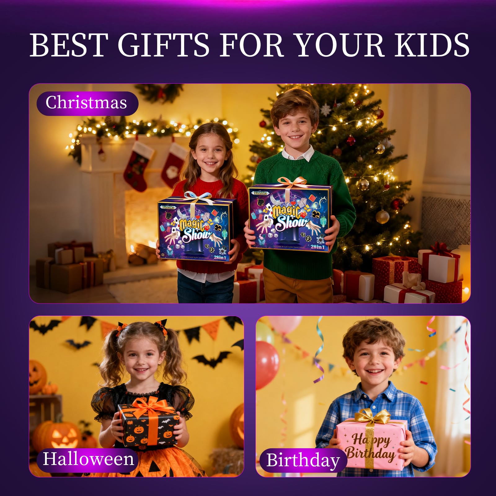 Family-friendly moments as kids practice tricks for gatherings with Nicella.