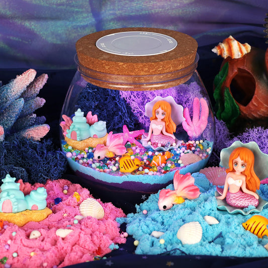 Nicella Mermaid Terrarium Kit jar view showing all-included components for hands-on creativity